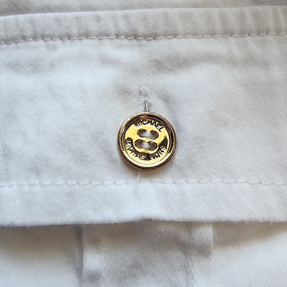 Michaels Kors Women's Button Down Roll Tab Shirt with Tie Waist - Picture 3 of 7